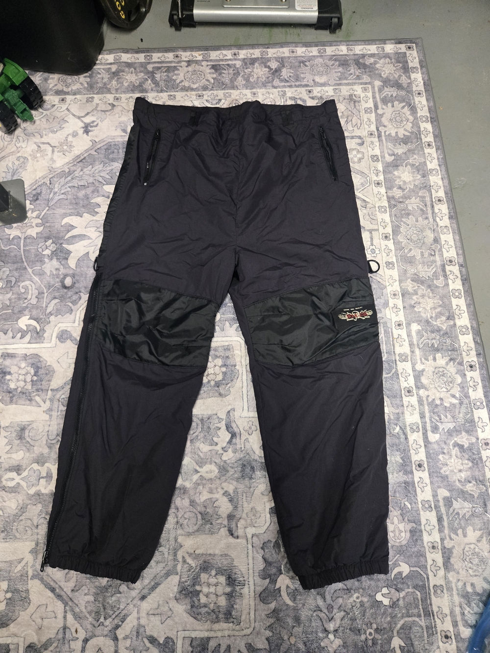 Men's Black Insulated Jogger Pants with Knee Panels